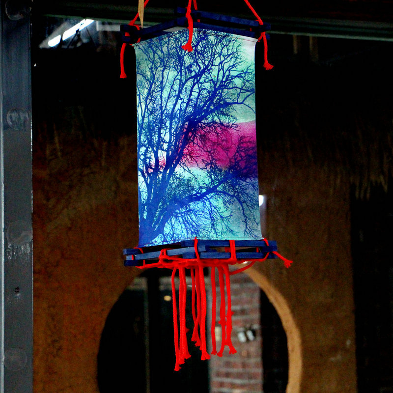 Vintage Decorations Yunnan Ethnic Style Decorative Cloth Lantern Bar Hotel Study Outdoor Festival Wooden Lampshade