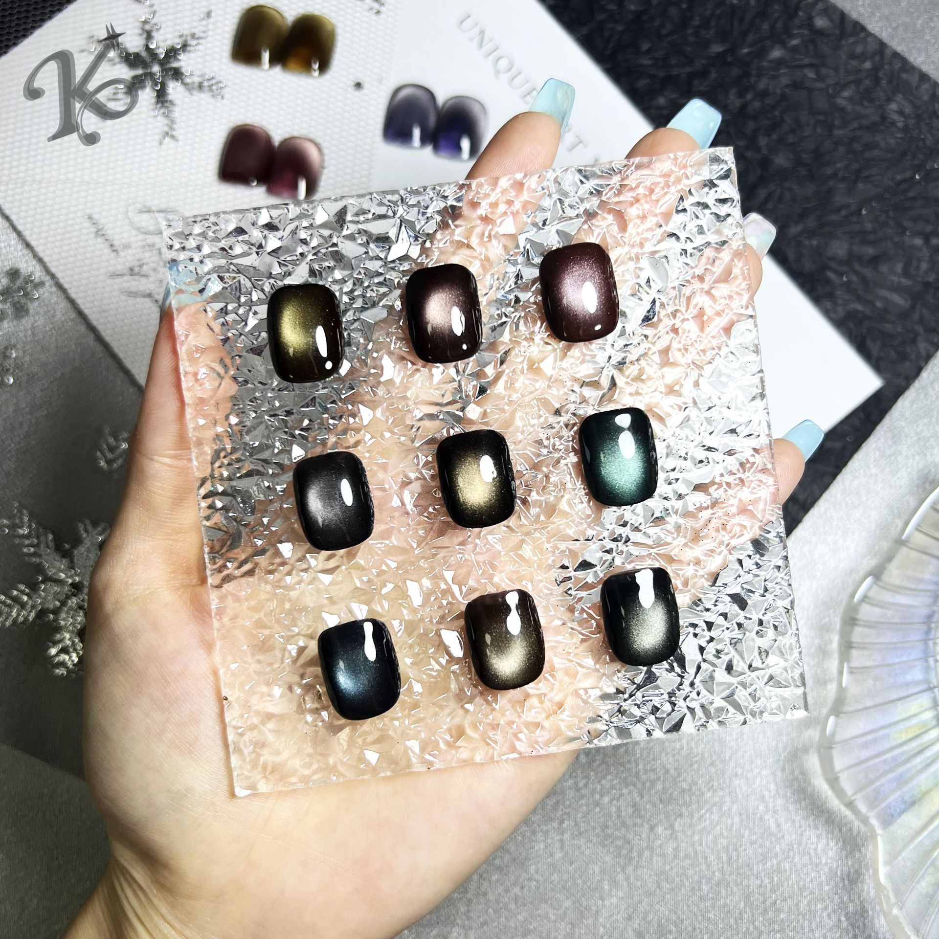 Kalejia New mist light yarn Crystal cat eye Nail Polish glue delicate silk chasing light gradient nail phototherapy glue