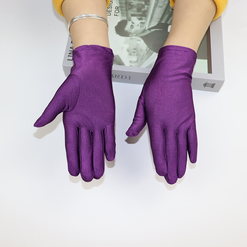 Spandex spring summer men's and women's white etiquette thin stretch gloves dance driving black sweat-absorbent breathable sunscreen gloves_voghion.com