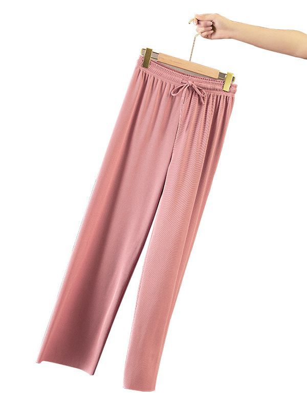 Ice Silk Wide-Leg Pants for Women 2023 Spring and Summer Thin Slimming Loose Dose Breathable Small Straight Casual Floor Pants