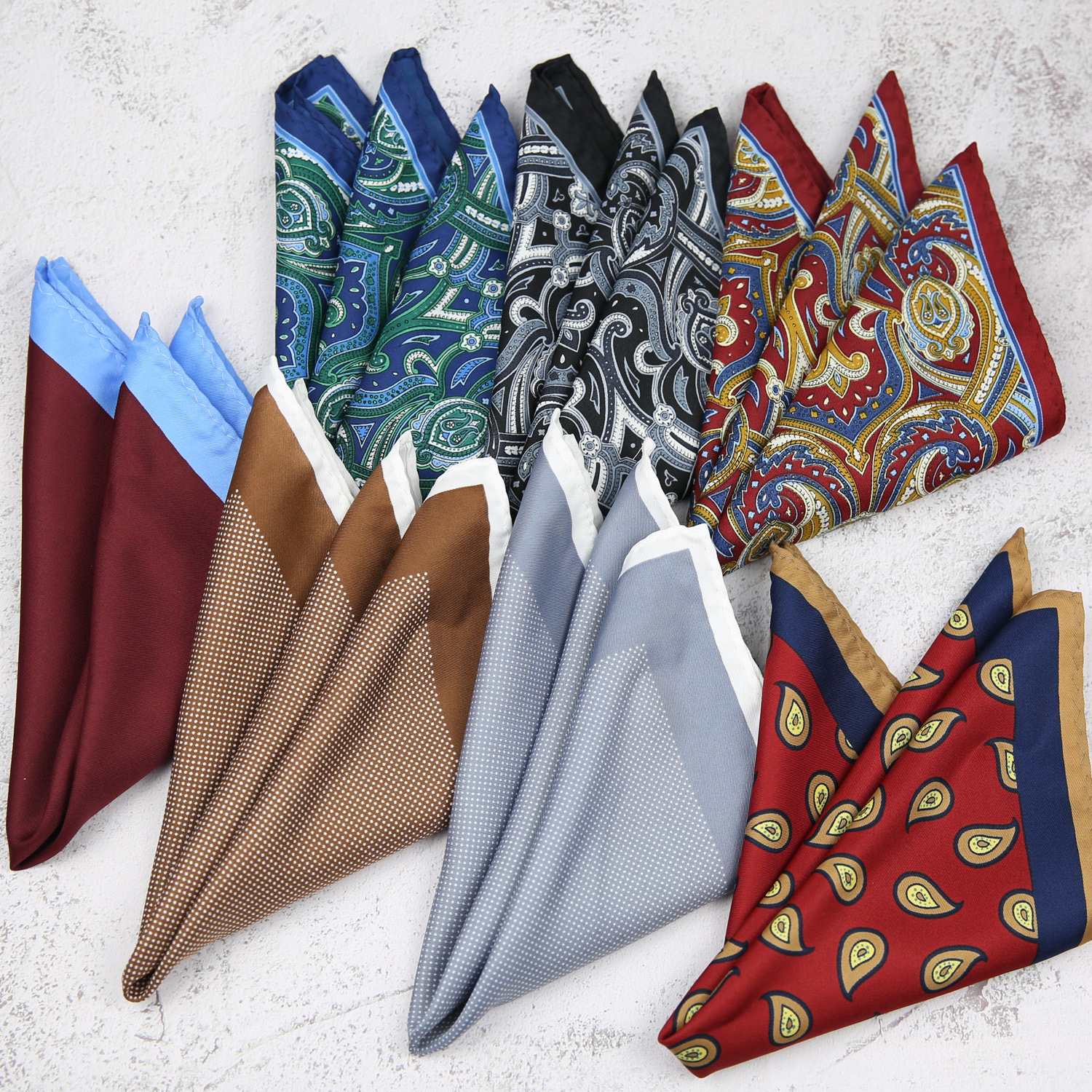 Men's printed suit large pocket towel chest towel cashew flower two-color solid color Shen suit accessories bridegroom Italian bag towel