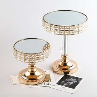 Nordic Glass Mirror Home Ornaments ins Style Crystal Dessert Cake Tray Rectangular Cosmetic Storage Tray