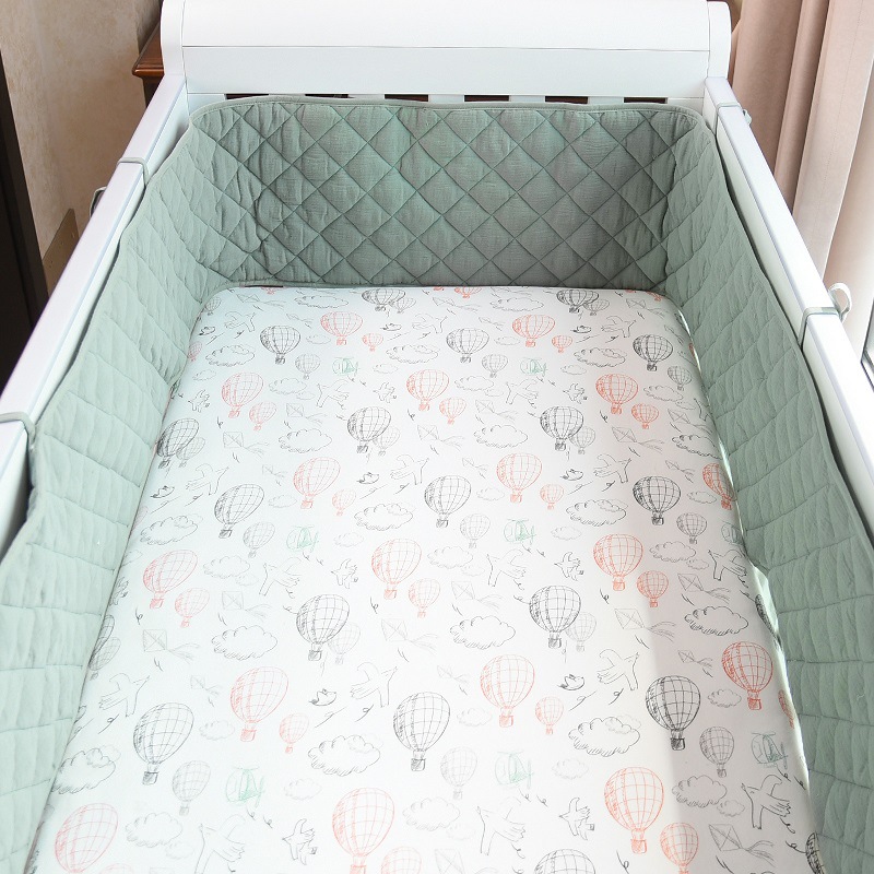 ins fresh double-layer crepe baby bed circumference solid color bumper strip block cloth soft bag children's bed fence mat