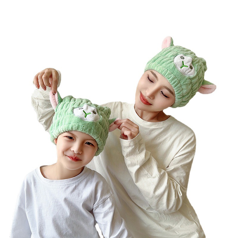 Children's hair cap wholesale coral fleece cartoon rabbit ear absorbent cap female adult shower cap factory wholesale