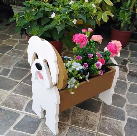 In stock source manufacturer cross-border new dog planter Garden Garden PVC creative decorative flower pot dog