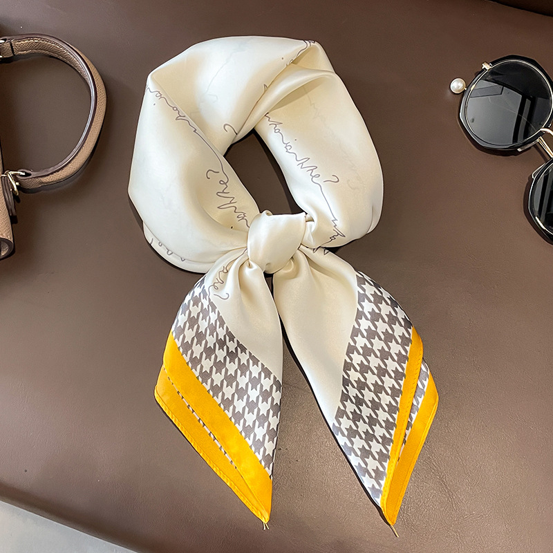 Amazon Summer New High-end Sense Small Square Women's Decorative Scarf Silk Scarf Shawl Hair Band Headscarf