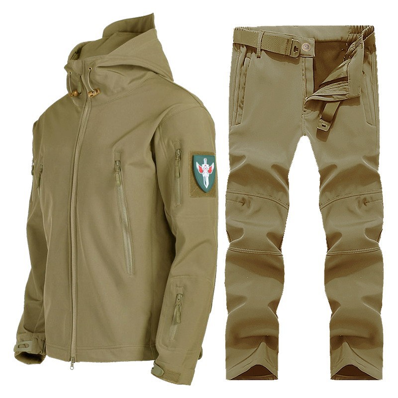 Charge suit plus velvet padded charge suit two-piece waterproof breathable warm