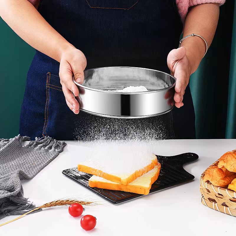 Baking flour sieve stainless steel round mesh sieve household multi-functional powder sieve kitchen baking utensils