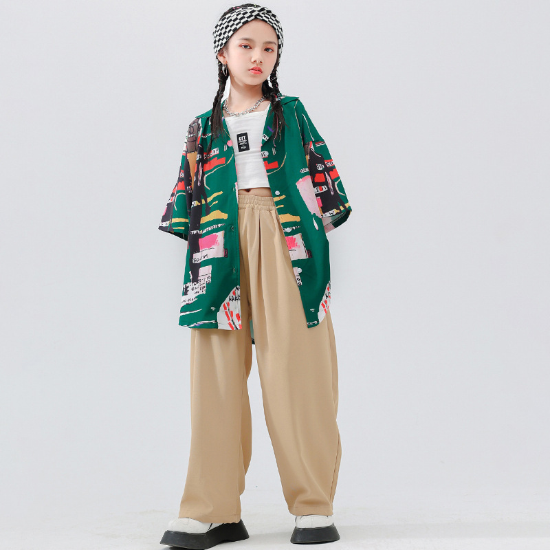 兒童街舞潮服套裝男童嘻哈hiphop童裝少兒爵士舞演出服裝女童夏季