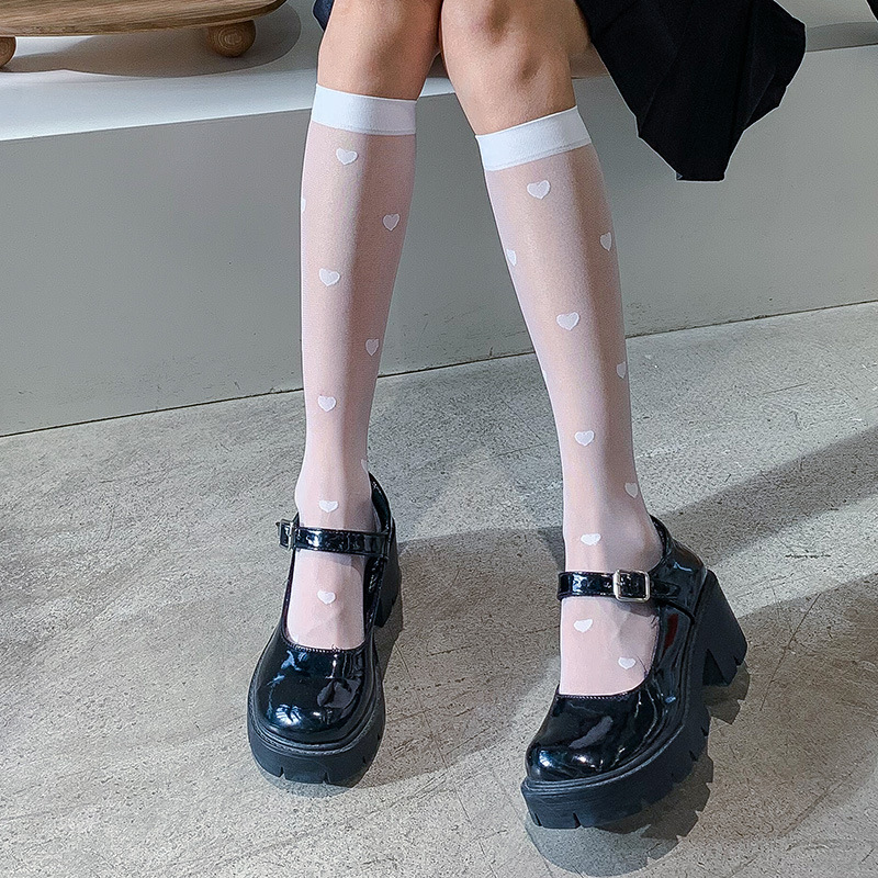 jk calf socks sweet love Japanese knee-length stockings ultra-thin summer transparent stockings women's anti-snagging one piece drop shipping