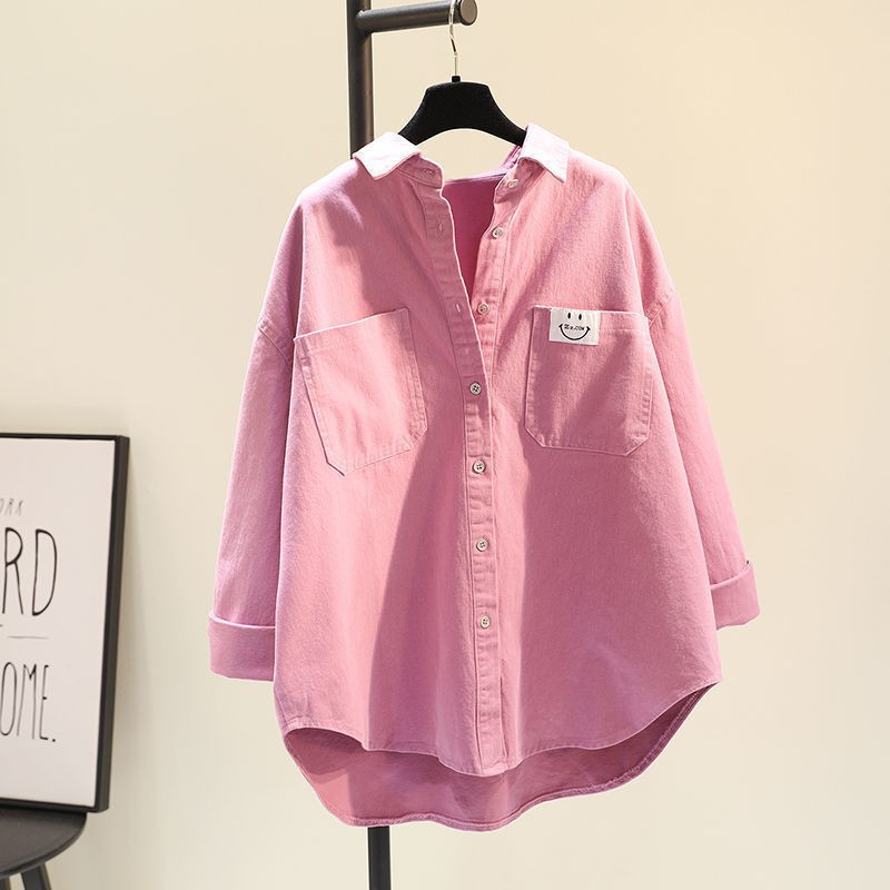 Spot] comfortable long sleeve shirt Women's 2023 Autumn New Korean version of simple retro loose casual top women's coat