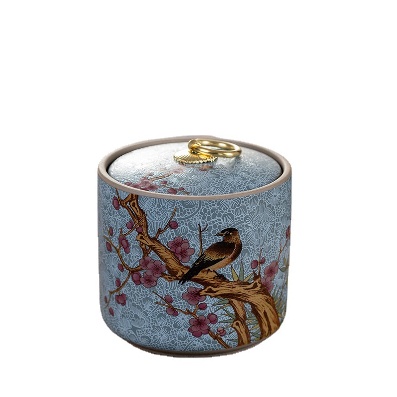 Enamel color ceramic tea pot stoneware sealed pot gift box small black tea storage pot capacity 120 grams wholesale