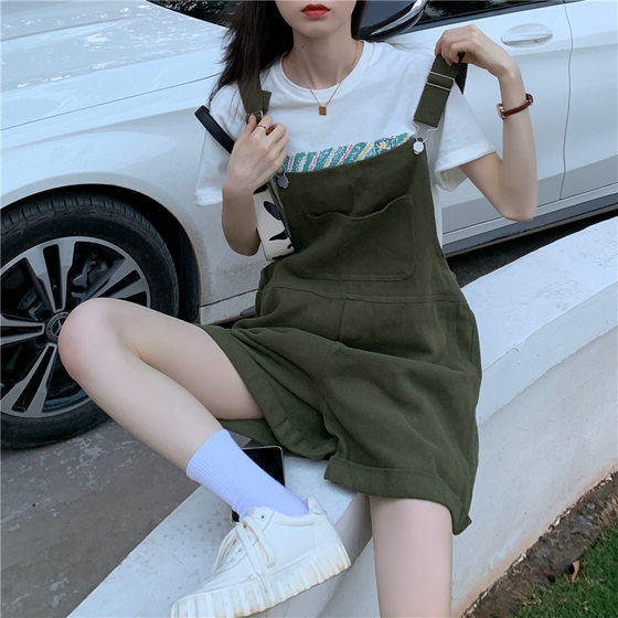 Age-reducing suspenders women's 2022 new solid color design sense of small suspenders shorts women's spring and summer tide a generation of hair