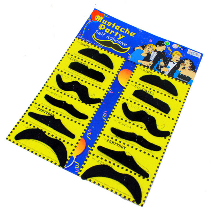 Halloween props fake beard self-adhesive adult children masquerade performance funny simulation black plush eight-character Hu