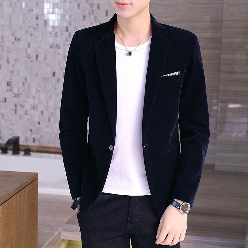 Cross-border supply of gold velvet casual small suit men's autumn new youth slim one-button single western coat