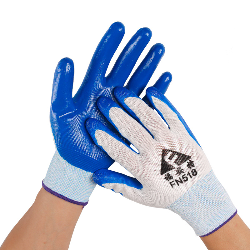 Nitrile gloves wholesale oil-resistant gloves for site work non-slip wear-resistant Ding Qing industrial rubber-impregnated Labor gloves