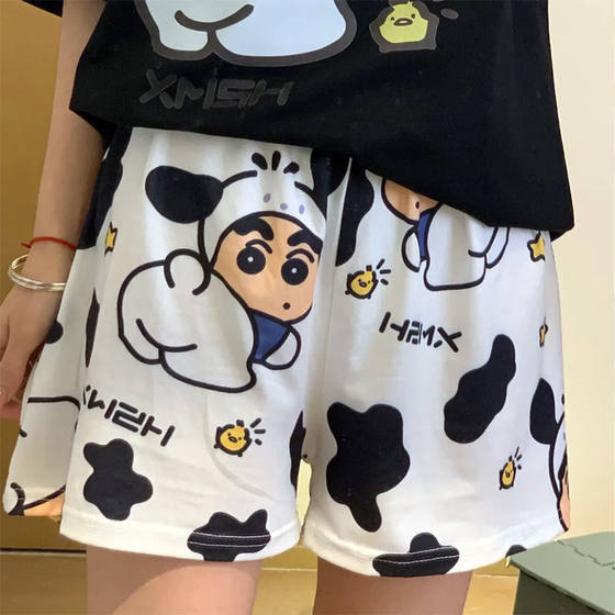Japanese Casual Cartoon Cow Small New Simple Cute Pajama Pants Dormitory Wide Leg Shorts Soft and Comfortable Pajamas
