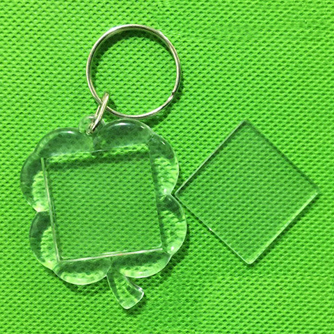 Lucky Grass Keychain Four-leaf Clover Shell Scenic Pendant Transparent Photo Frame Photo Studio Photo DIY Acrylic