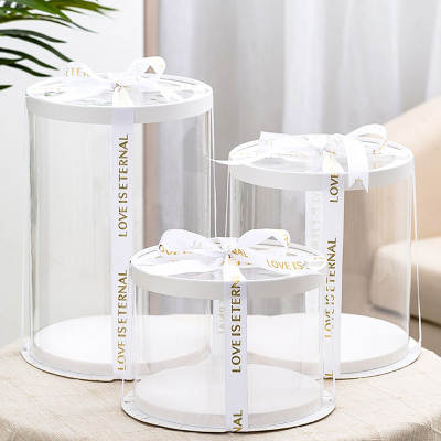 Round Transparent Birthday Cake Box Double Header Window Flower Snack Gift Box Cake Packing Box