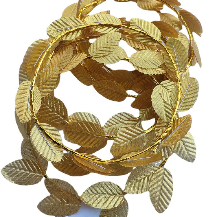 Cross-border Carnival Halloween Roman Golden Leaf Headring Bride Headwear Hair Band Wreath Portrait Mori Simulation Flower