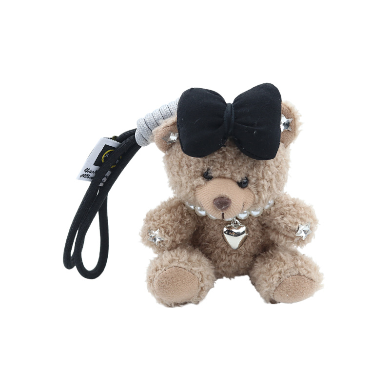 Internet famous foreign-style bear key chain lanyard high-grade cartoon plush doll cute bag pendant car key women