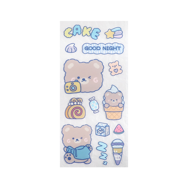 Korean cute cartoon transparent hand account sticker pet waterproof thermos diary decorative material waterproof small stickers