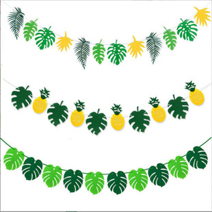 Felt Pull Flower Theme Party Decoration Pull Flag ins Style Simple Kindergarten Classroom Plant Leaves Felt Pull Flag