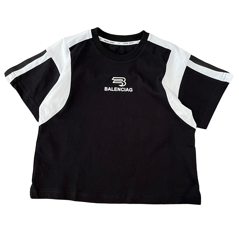 Boys' Summer Short-sleeved T-shirt New Children's Wear European and American Style Children's Color-matching Distinctive Round Neck Half-sleeved Fashionable Mid-Big Children