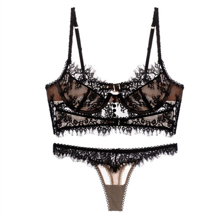 Cross-border French Lace Sexy bra Set Thin Big Chest Showering Small Beauty Back Strap Underwear bra Gather Up Top