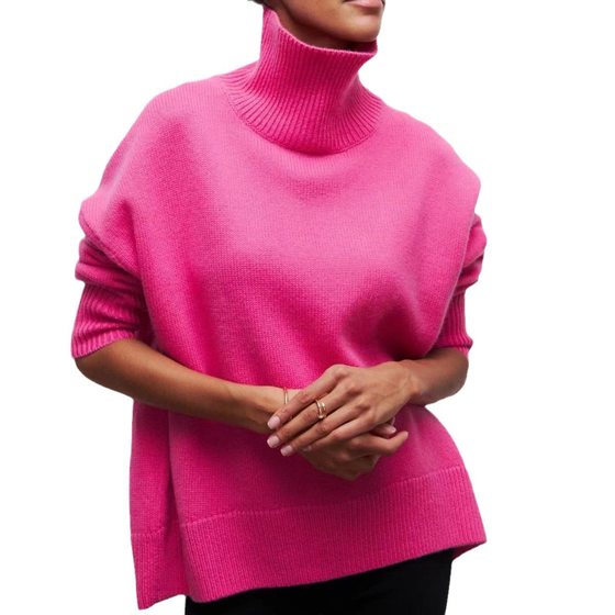 050 cross-border women's clothing New Amazon popular sweater European and American loose half turtleneck autumn and winter Russian sweater