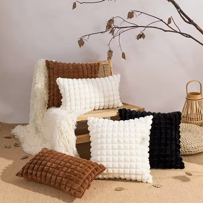 Mountain modern simple plain pillowcase solid color plush square pillow home sofa pillow spot wholesale