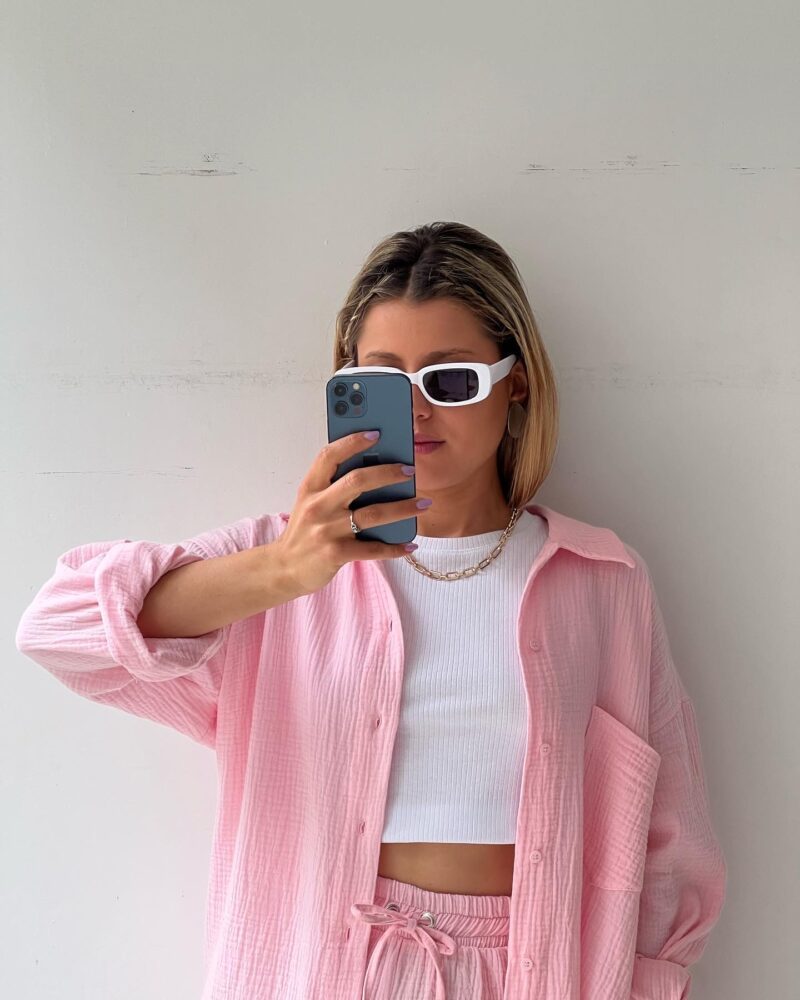 2023  European and American Women's Wrinkled Lapel Long Sleeve Shirt High Waist Drawstring Shorts Fashion Casual Two-Piece Set_voghion.com