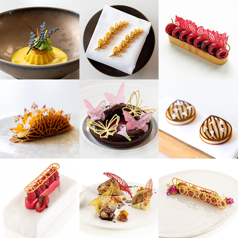Yigao new spot feather sugar lace pad geometric Oval silicone mold Western food decorative crisp mold