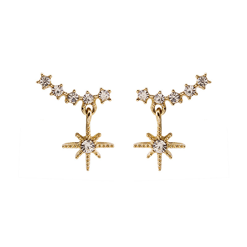 Silver Needle Light Luxury French Pearl Earrings Korean Vintage Design Sense Cat's Eye Star Moon Earrings Super Flash Zircon Earrings