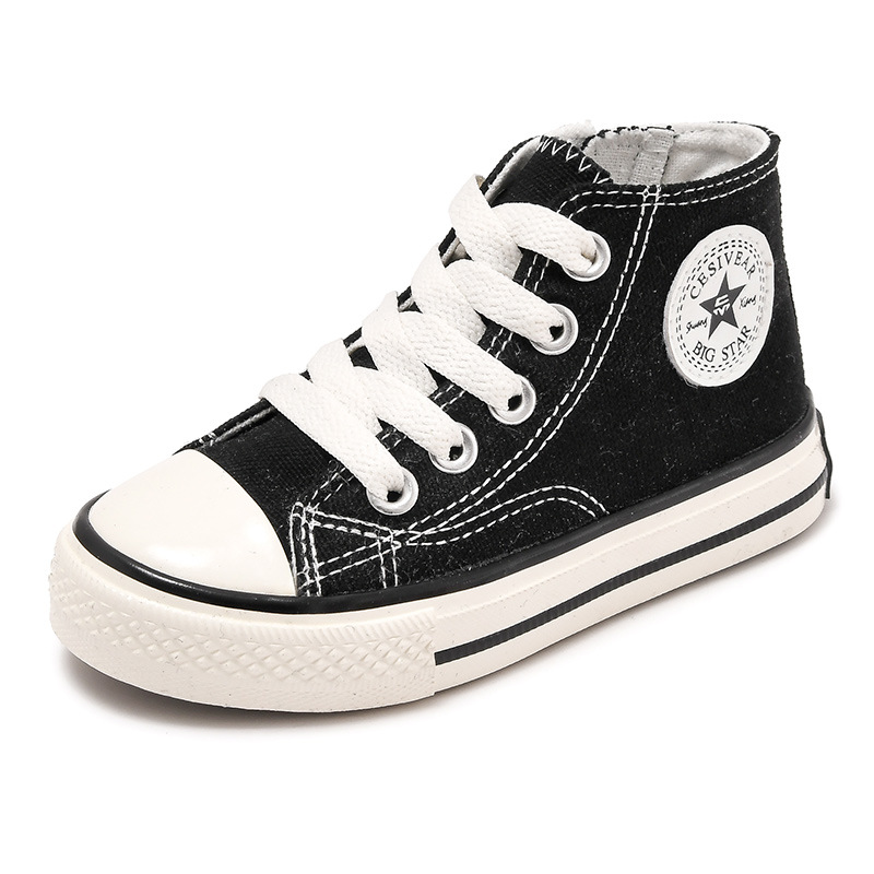 Spring 2024 New Children's High-top Canvas Shoes for Men and Women Small and Medium-sized Children's Korean-style Sneakers for Students Parent-child Lovers Shoes