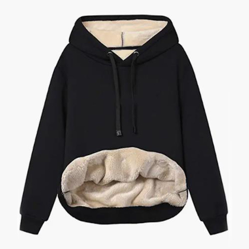 European and American cross-border Amazon popular 2023 Winter Women's warm lambswool pocket hooded sports sweater jacket