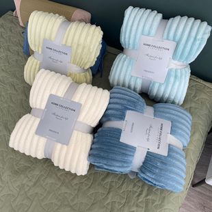 Cross-border Wide Strip Solid Color Blanket Coral Fleece Blanket Faleiren Blanket Sofa Towel Air Conditioning Yoga Blanket Gift Blanket