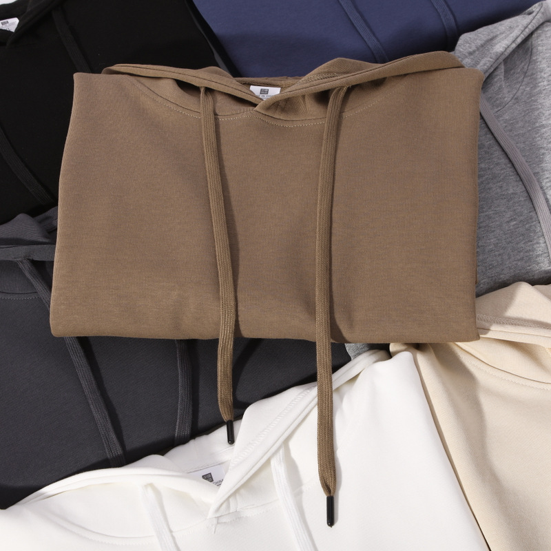 Men's Heavy Solid Color Cotton Pullover Sweater Men's Youth Hoodie Korean Sports Leisure Long Sleeve Wholesale