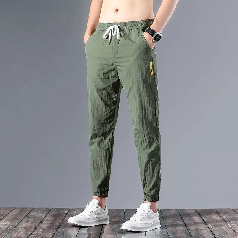 Men's Summer Ice Silk Breathable Pants Work Work Wide Pine Nuts Men's Work Ultra-thin Wear-resistant Dirty Work Clothes