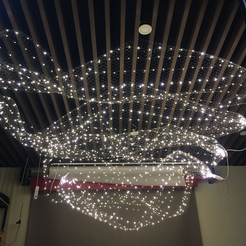 Wedding star net lamp LED copper wire lamp string all over the sky star ceiling layout decorative lamp hexagonal wire copper wire lamp