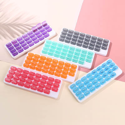 Keyboard Type 31 grid plastic compartment medicine box independent storage digital pill transparent home storage box LOGO printing