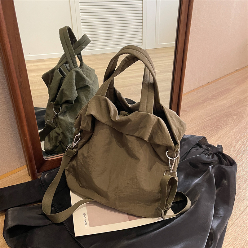 Canvas Large Capacity Bag 2024 New Korean Style Handbag Large Bag Shoulder Casual Student Bag