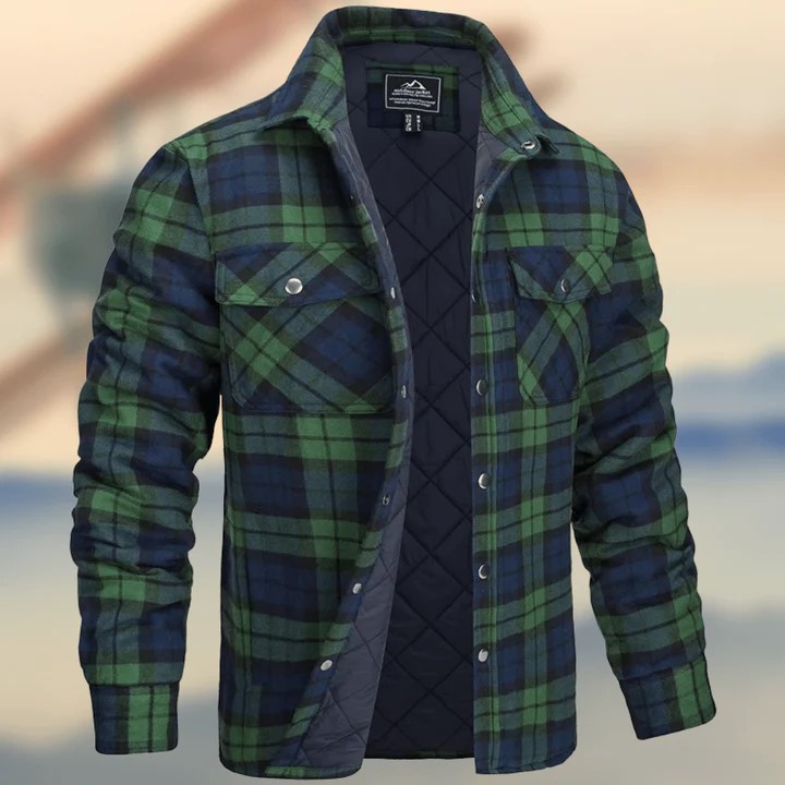 European and American Men's Jacket 2022 New Amazon AliExpress Long Sleeve Lapel Plaid Thickened Shirt Men's Jacket