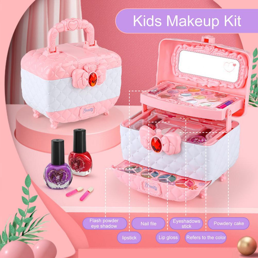 Cross-border children's cosmetics toys washable eye shadow lipstick nail polish house DIY makeup storage set