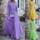 FD1075 in stock 2024 autumn cross-border new women's fashion long sleeve temperament long striped dress