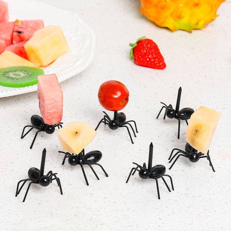 12PCs ant moving fruit fork horse Ant toothpick lunch sign party series cake snack fork fruit sign