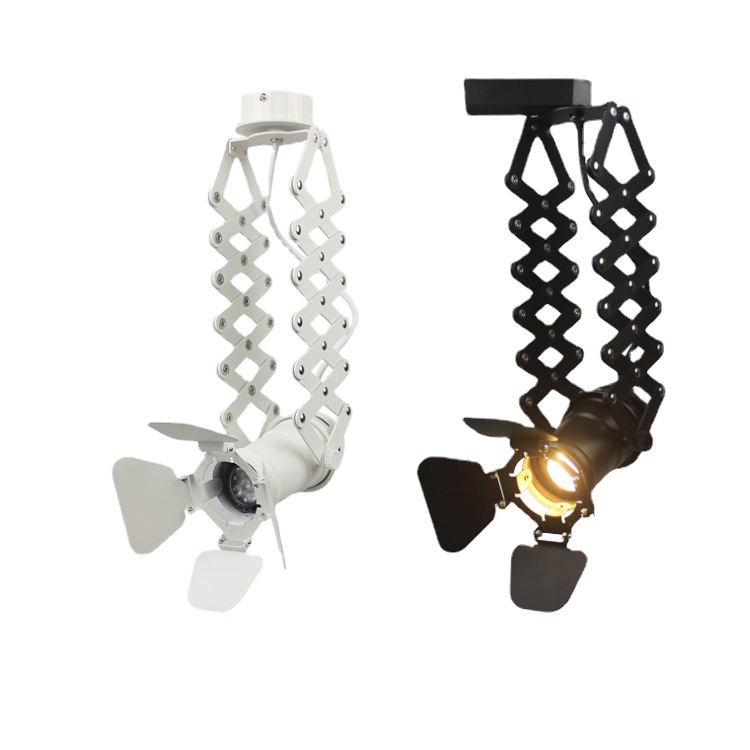Four-leaf LED track spotlight retro industrial PAR30 lamp stand open clothing store rail spotlight stretch lifting style