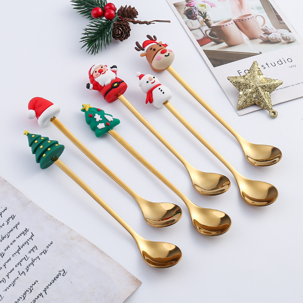 Q dragon year cartoon tableware cat claw spoon cute dessert spoon stainless steel spoon new year doll dessert fruit fork