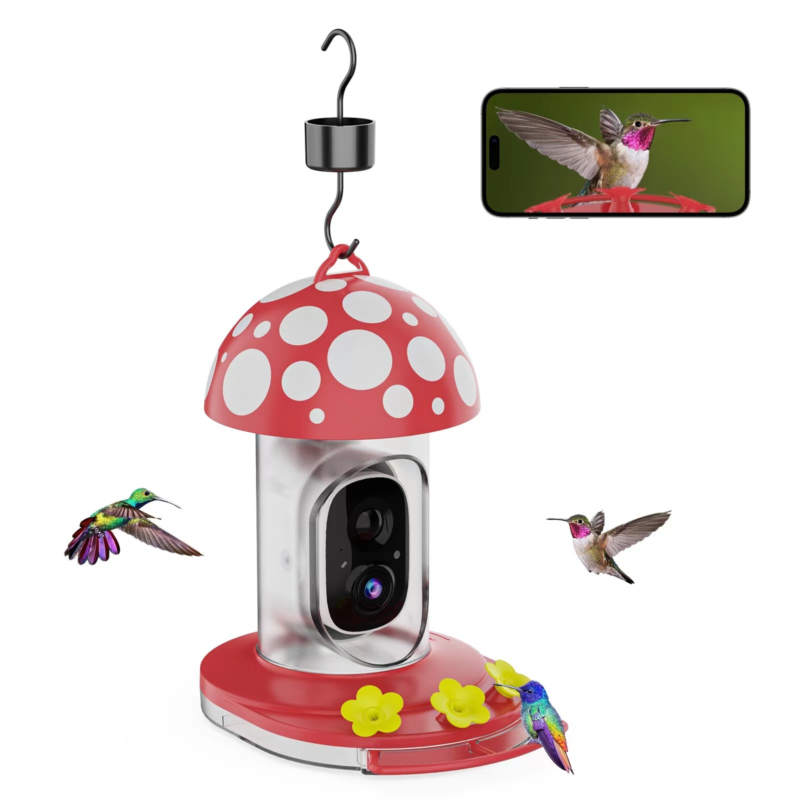 Amazon Low Power Solar cross-border hummingbird feeder bird feeder bird watching intelligent AI recognition camera