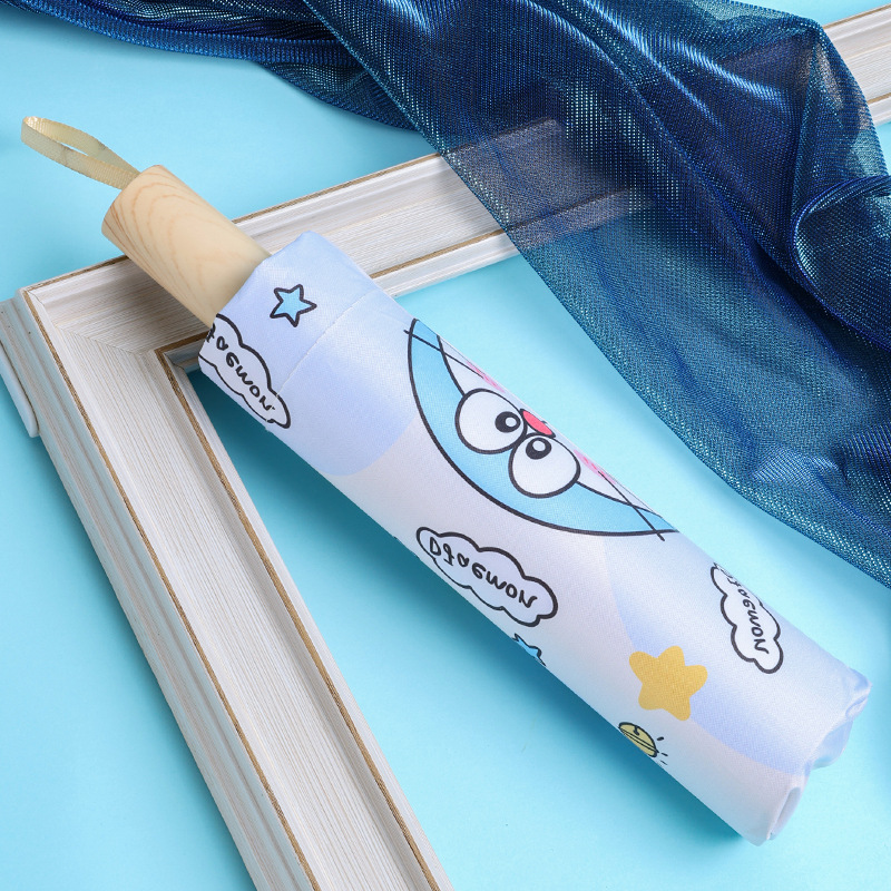 Fresh Style Sunshade Umbrella Folding Umbrella Women's Sunny and Rainy Umbrella Black Rubber Sunscreen Umbrella Anti-UV Color Sun Umbrella
